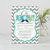 Oh Boy Mustache Baby shower Uitnodiging (Staand voorkant)