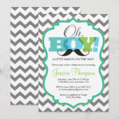 Oh Boy Mustache Baby shower Uitnodiging (Voorkant / Achterkant)
