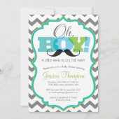 Oh Boy Mustache Baby shower Uitnodiging (Voorkant)