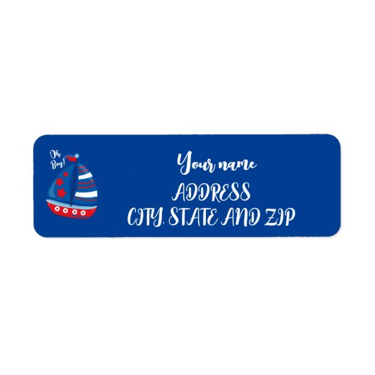 OH BOY NAUTICAL adresetiketten for boy baby shower Etiket (Voorkant)