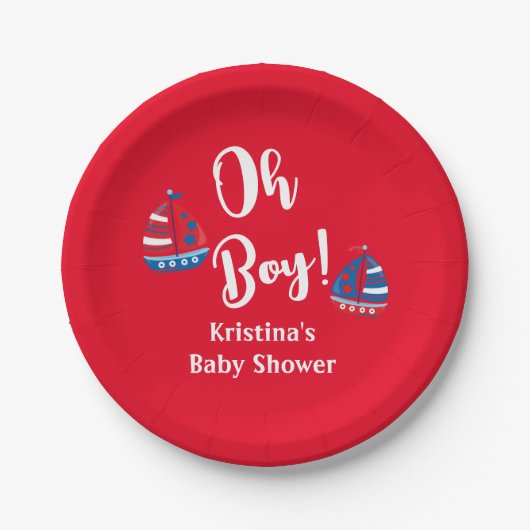 Oh Boy Nautical Baby Boy Baby shower bord (Voorkant)