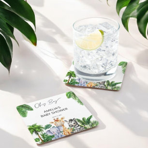 Oh Boy Oerwoud Animal Safari Boy Baby shower Kartonnen Onderzetters