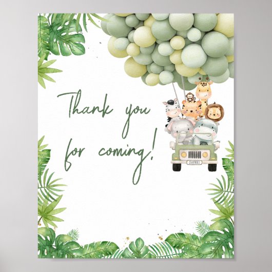 Oh Boy Oerwoud Safari Baby Bedankt voor uw komst Poster (Voorkant)