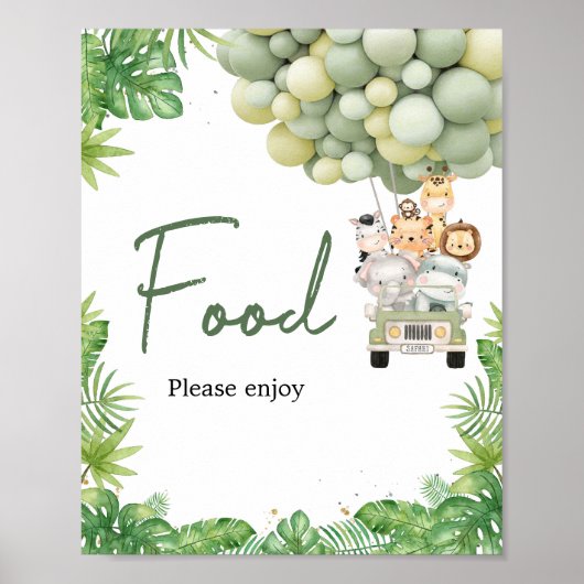 Oh Boy Oerwoud Safari Baby shower Eten Poster (Voorkant)