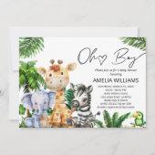 Oh Boy Oerwoud Safari Baby shower Green Invitation Kaart (Voorkant)