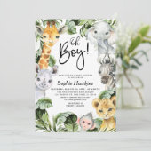 Oh Boy Oerwoud Safari Baby shower Kaart (Staand voorkant)