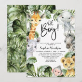 Oh Boy Oerwoud Safari Baby shower Kaart (Voorkant / Achterkant)