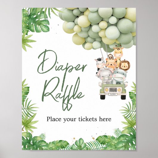 Oh Boy Oerwoud Safari Baby shower Luier Raffle Poster (Voorkant)