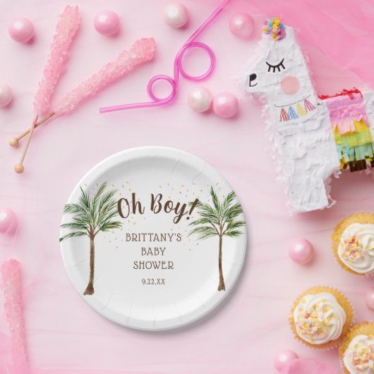 Oh Boy Oerwoud Safari Baby shower Papieren Bordje (Feest)