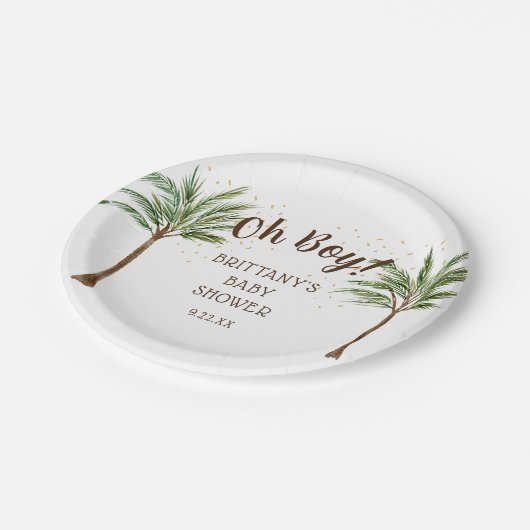 Oh Boy Oerwoud Safari Baby shower Papieren Bordje (Gekanteld)