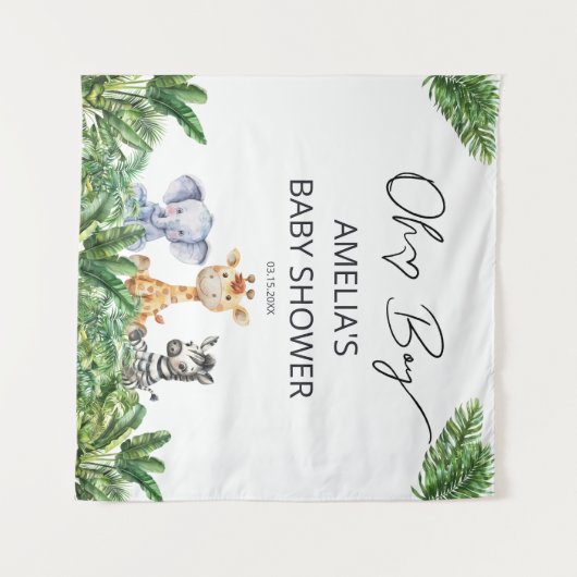 Oh Boy Oerwoud Safari Baby shower Tapestry Wandkleed (Voorkant (horizontaal))