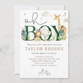 Oh Boy Oerwoud Safari Baby shower Uitnodiging (Voorkant)