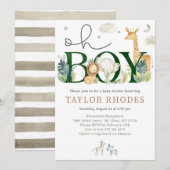Oh Boy Oerwoud Safari Baby shower Uitnodiging (Voorkant / Achterkant)