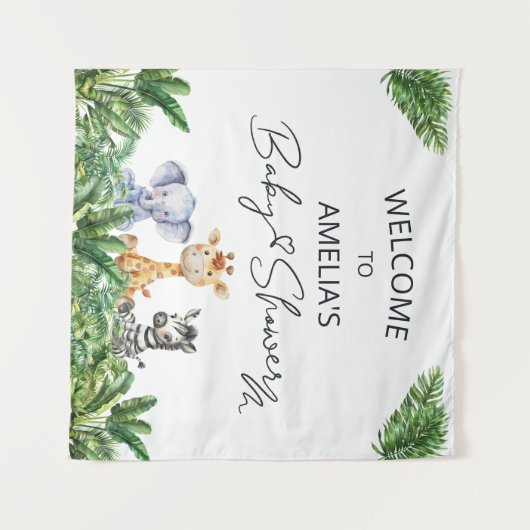 Oh Boy Oerwoud Safari Welkom Baby shower Tapestry Wandkleed (Voorkant (horizontaal))