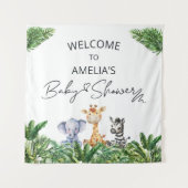 Oh Boy Oerwoud Safari Welkom Baby shower Tapestry Wandkleed (Voorkant)