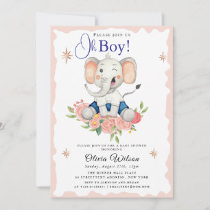 Oh Boy Olifant Baby Shower Uitnodiging