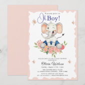 Oh Boy Olifant Baby Shower Uitnodiging (Voorkant / Achterkant)