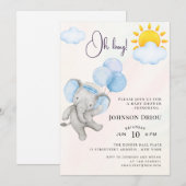 Oh Boy Olifant Baby Shower Uitnodiging (Voorkant / Achterkant)