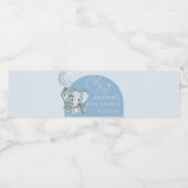 Oh Boy Olifant Boy Met Ballon Baby shower Waterfles Etiket (Enkel label)