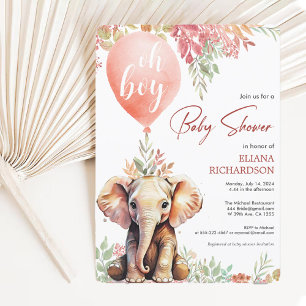 Oh boy olifant herfstballon baby shower kaart