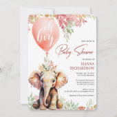 Oh boy olifant herfstballon baby shower kaart (Voorkant)