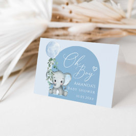 Oh Boy olifant met ballon Baby shower Bedankkaart