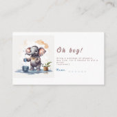 Oh Boy Olifant Rustiek Goud Blauw Baby shower Informatiekaartje (Achterkant)