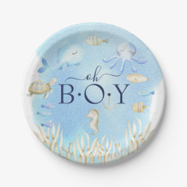 Oh Boy Onder het Zee Baby shower 7" Bord
