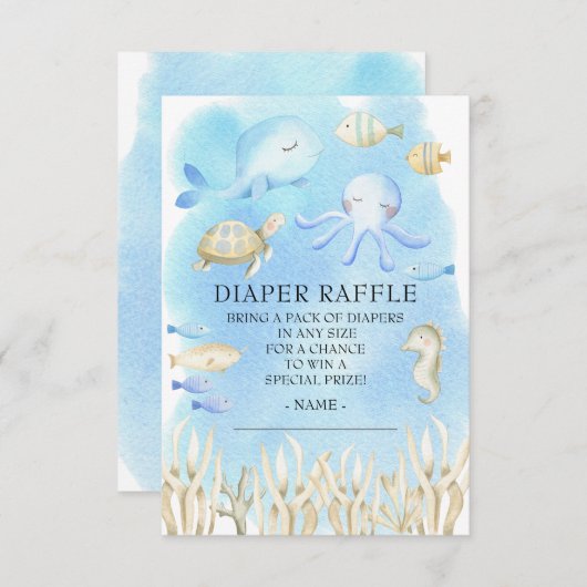 Oh Boy Onder het Zee Baby shower Luier Raffle Kaart (Voorkant / Achterkant)