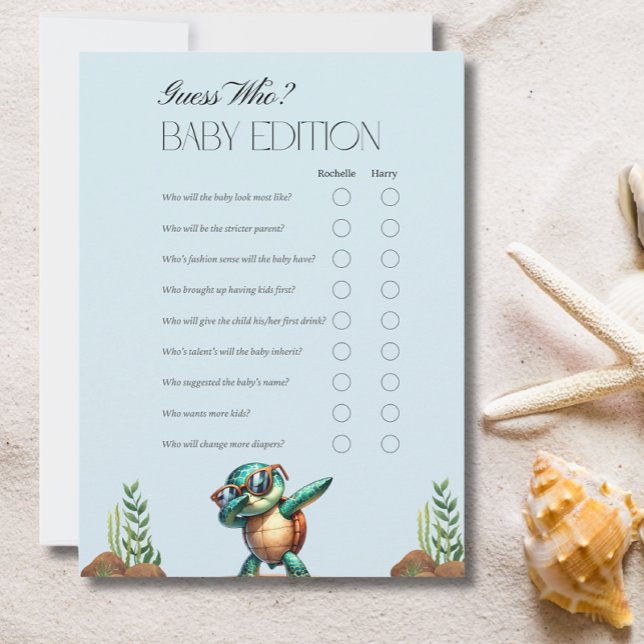 Oh Boy Onder Het Zee Turtle Baby shower Game Kaart (Creator heeft geüpload)