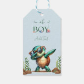 Oh Boy Onder het Zee Turtle Party gepersonaliseerd Cadeaulabel (Achterkant)