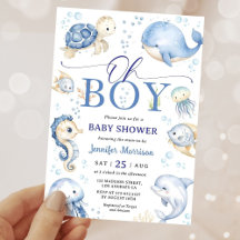 Oh Boy Onder Zee Oceaan Baby Shower Uitnodiging