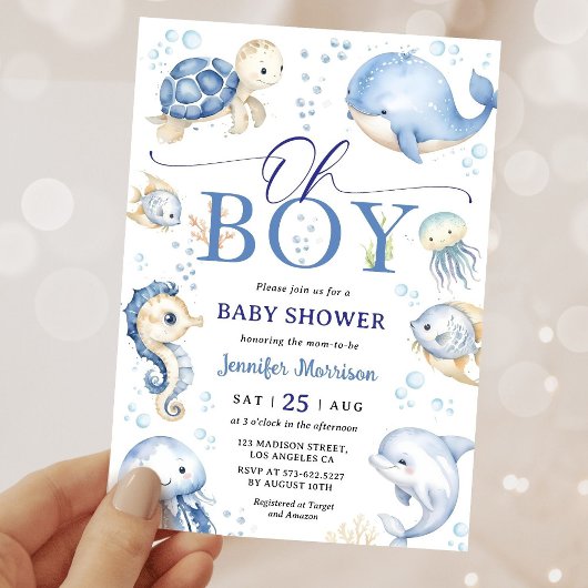 Oh Boy Onder Zee Oceaan Baby Shower Uitnodiging