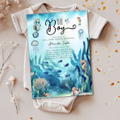 Oh Boy Onder Zee Seahorse Cute Ocean Baby shower Kaart