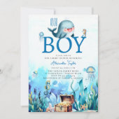 Oh Boy Onder Zee Sweet Whale Ocean Baby shower Kaart (Voorkant)