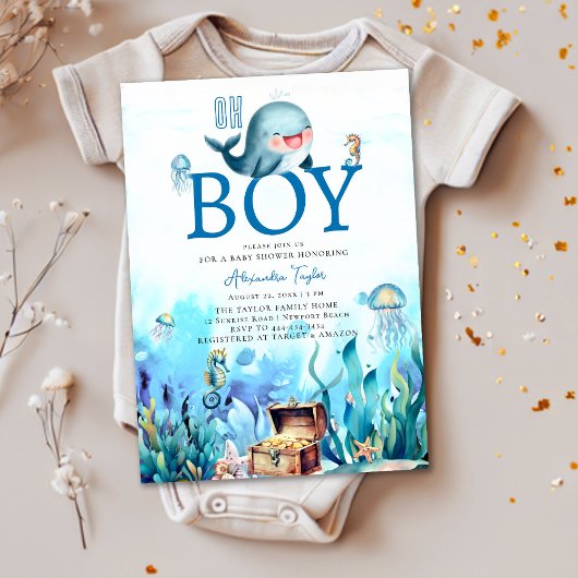 Oh Boy Onder Zee Sweet Whale Ocean Baby shower Kaart