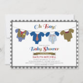 Oh Boy Onsies - Baby shower Uitnodiging (Voorkant)