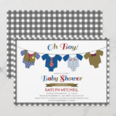 Oh Boy Onsies - Baby shower Uitnodiging (Voorkant / Achterkant)