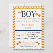 Oh Boy Oranje en Blue Baby shower Uitnodiging (Voorkant)