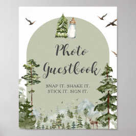 Oh Boy Pine Forest Baby shower Fotogastenboek Poster