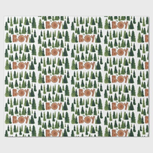 Oh Boy Pine Trees Woodland Baby shower Cadeaupapier (Vlak)