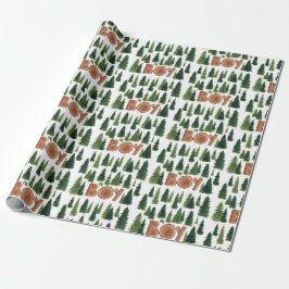 Oh Boy Pine Trees Woodland Baby shower Cadeaupapier