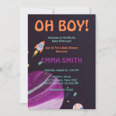 Oh Boy Planets Buitter Space Baby shower Uitnodigi Kaart (Voorkant)