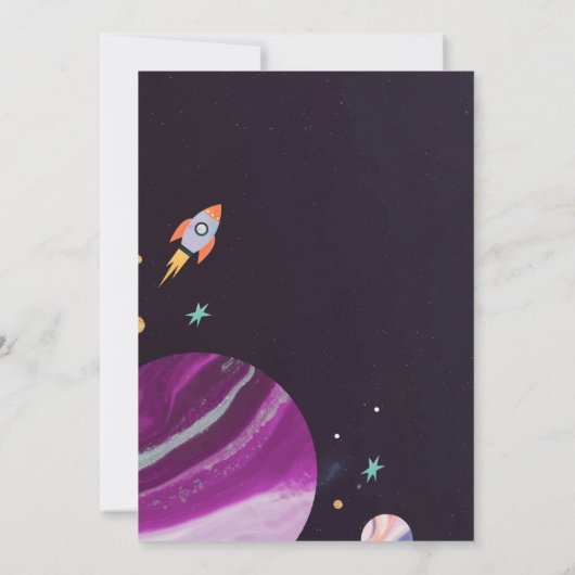 Oh Boy Planets Buitter Space Baby shower Uitnodigi Kaart (Achterkant)