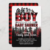 Oh Boy Pset Lumberjack Baby shower Uitnodiging (Voorkant / Achterkant)