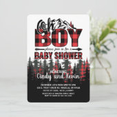Oh Boy Pset Lumberjack Baby shower Uitnodiging (Staand voorkant)