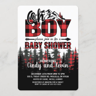 Oh Boy Pset Lumberjack Baby shower Uitnodiging