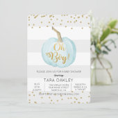 Oh Boy Pumpkin Glitter Baby shower Invitation Kaart (Staand voorkant)