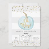 Oh Boy Pumpkin Glitter Baby shower Invitation Kaart (Voorkant)
