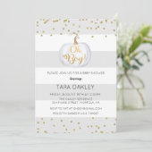 Oh Boy Pumpkin Glitter Baby shower Invitation Kaart (Staand voorkant)